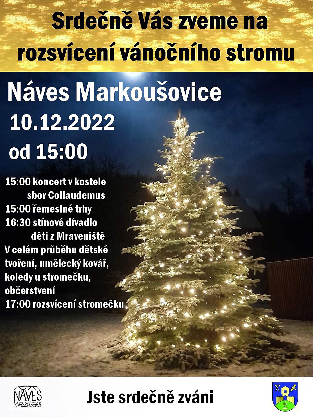 Rozsvícení vánočního stromu v Markoušovicích