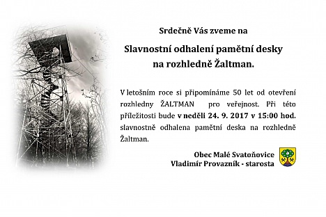 Slavnostní odhalení pamětní desky na rozhledně Žaltman
