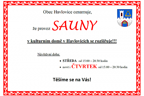 Rozšíření provozu havlovické sauny