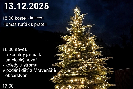 Rozsvícení vánočního stromu na návsi v Markoušovicích