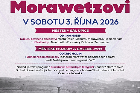 Město Úpice zve v sobotu 3. října 2026 na slavnost Pocta Richardu Morawetzovi.